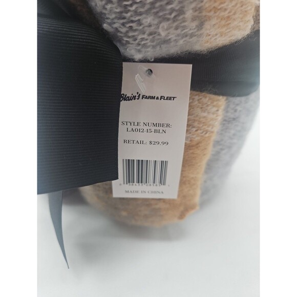 Plaid Womens Shawl (Brown/Gray/Black) - Picture 9 of 12